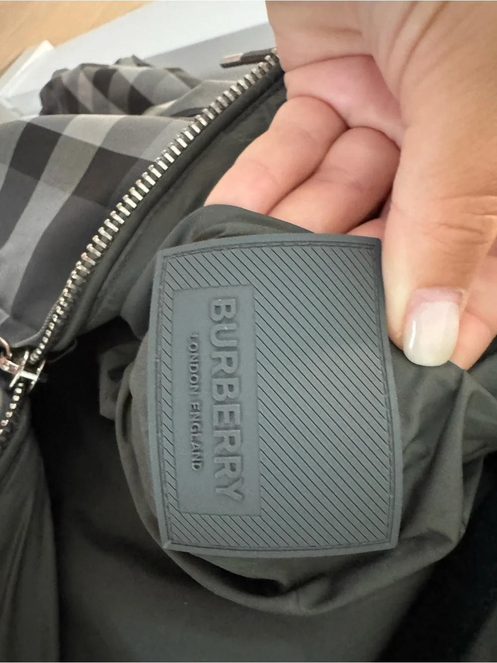 Burberry Gray Plaid Hooded Jacket with Zip